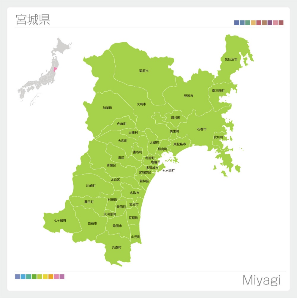 宮城県の地図